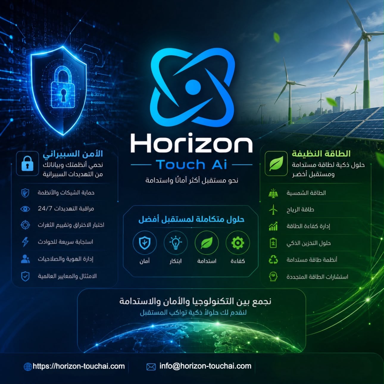 الأمن السيبراني والطاقة النظيفة هورايزن تج اي آي / Horizon Touch Ai